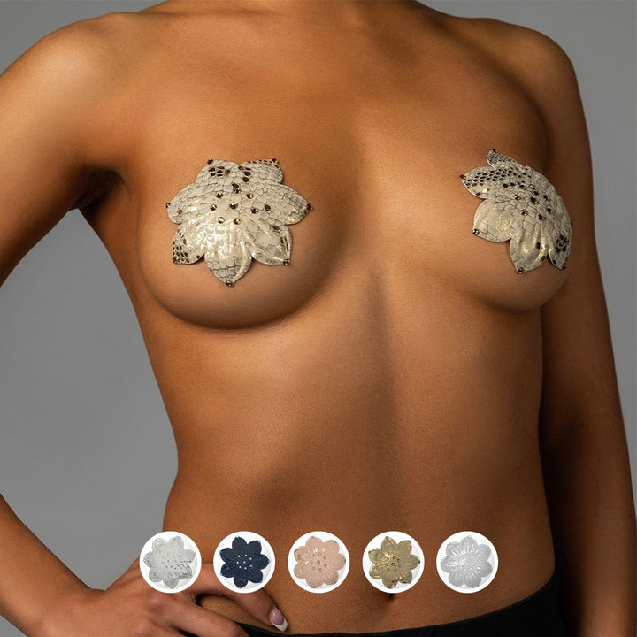 Blissidys | Athens Designer Floral Nipple Covers | Reusable Premium Nipple Covers | Silicone Adhesive Breast Petals Blissidys